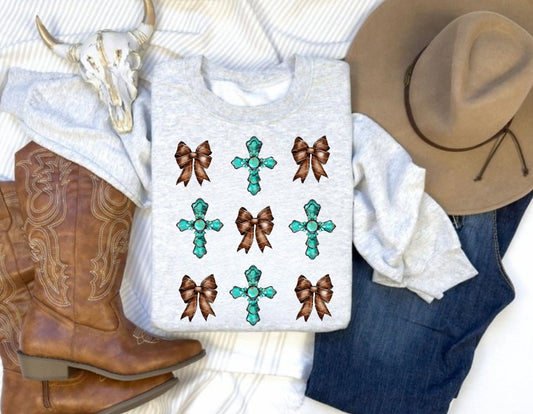 Western cross coquette crewneck