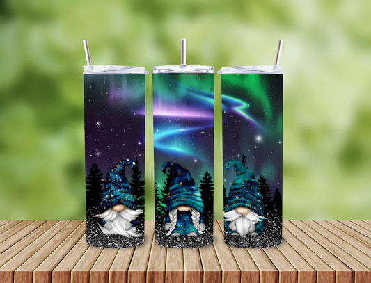 Glow in the Dark Northern Lights Gnome Tumbler